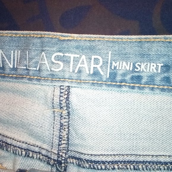 Vanilla Star Y2K Deconstructed Denim Mini Skirt Sz 13 - Picture 9 of 13